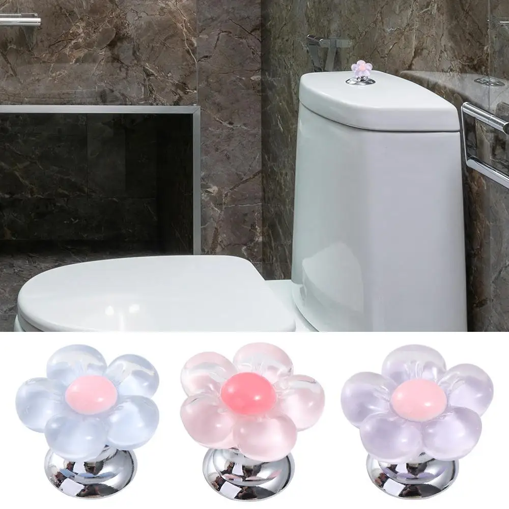 Self-Adhesive Toilet Tank Button Nail Protector Flower Shape Toilet Presser Labor-saving Resin Water Press Flush Button