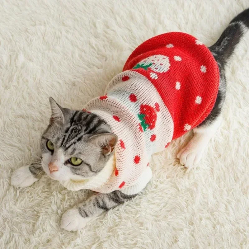 Pet Clothes for Small Medium Dogs Christmas Knitte Dog Sweater Winter Warm Cat Sweater Corgi Teddy Coat Pet New Year Supplies