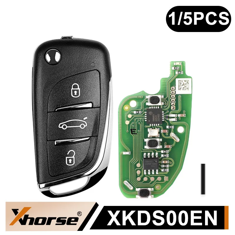 

1/5PCS Xhorse XKDS00EN for Volkswagen DS Style Wire Remote Key 3 Button