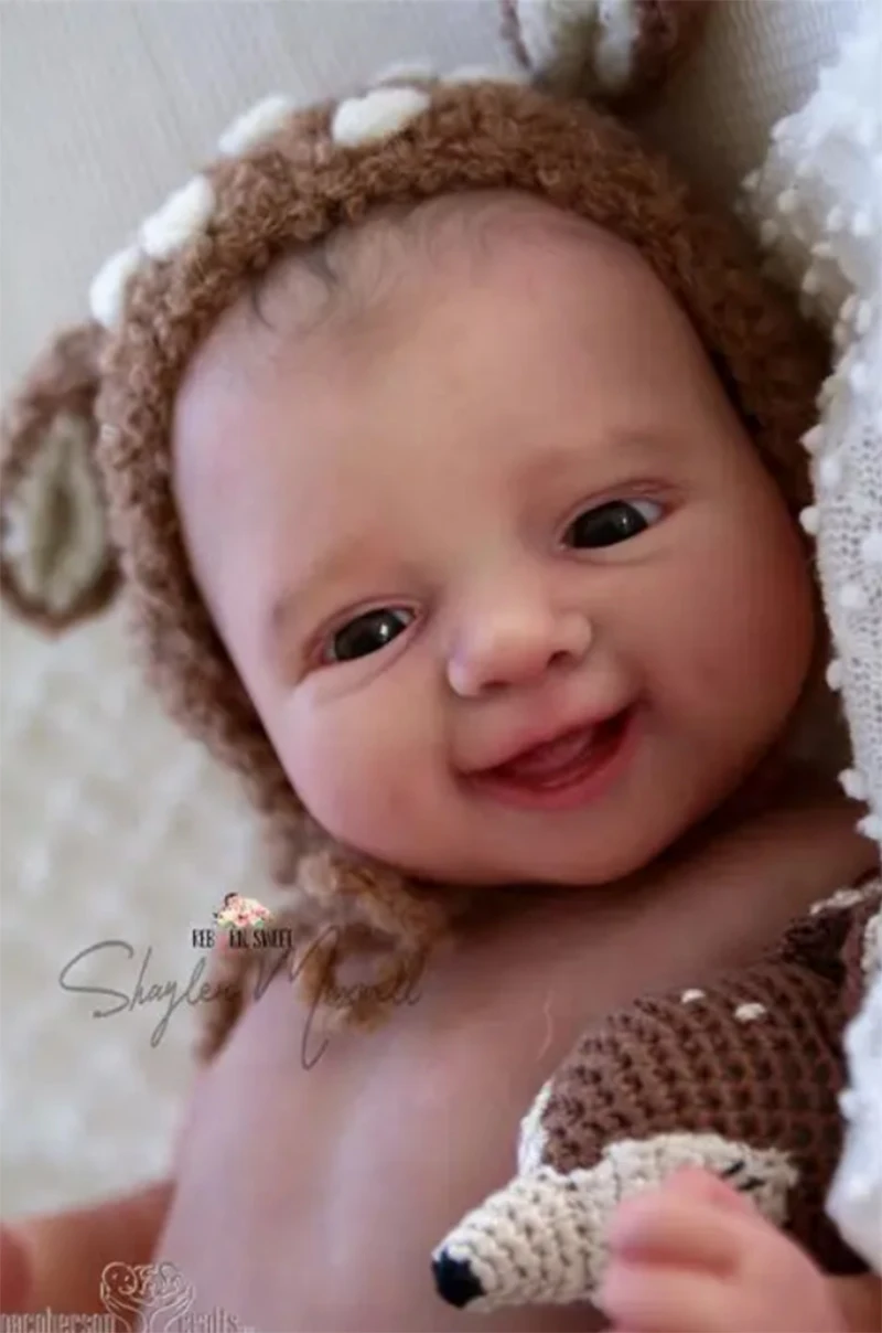 19 Inch McKinli Reborn Doll Kit Smiling Lifelike Unpainted Unfinished Baby Doll Parts with Cloth Body for Collectors