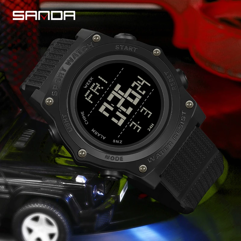 SANDA Men's Watches Luminous Fashion Sport Waterproof Watch For Man Date Army Military LED Digital Electronics Male Wrist watch