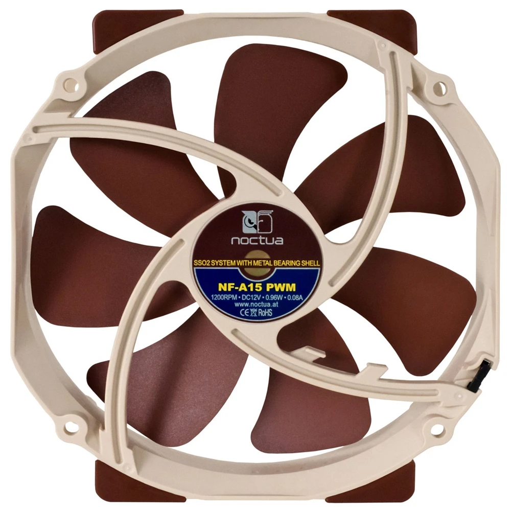 مراوح Noctua NF-A15 PWM، 150 × 140 × 25 مم، 1200 دورة في الدقيقة، 19.2 ديسيبلًا، إطار دائري 140 مم مع مراوح أداء بعرض 150 مم، مراوح حافظة الكمبيوتر.