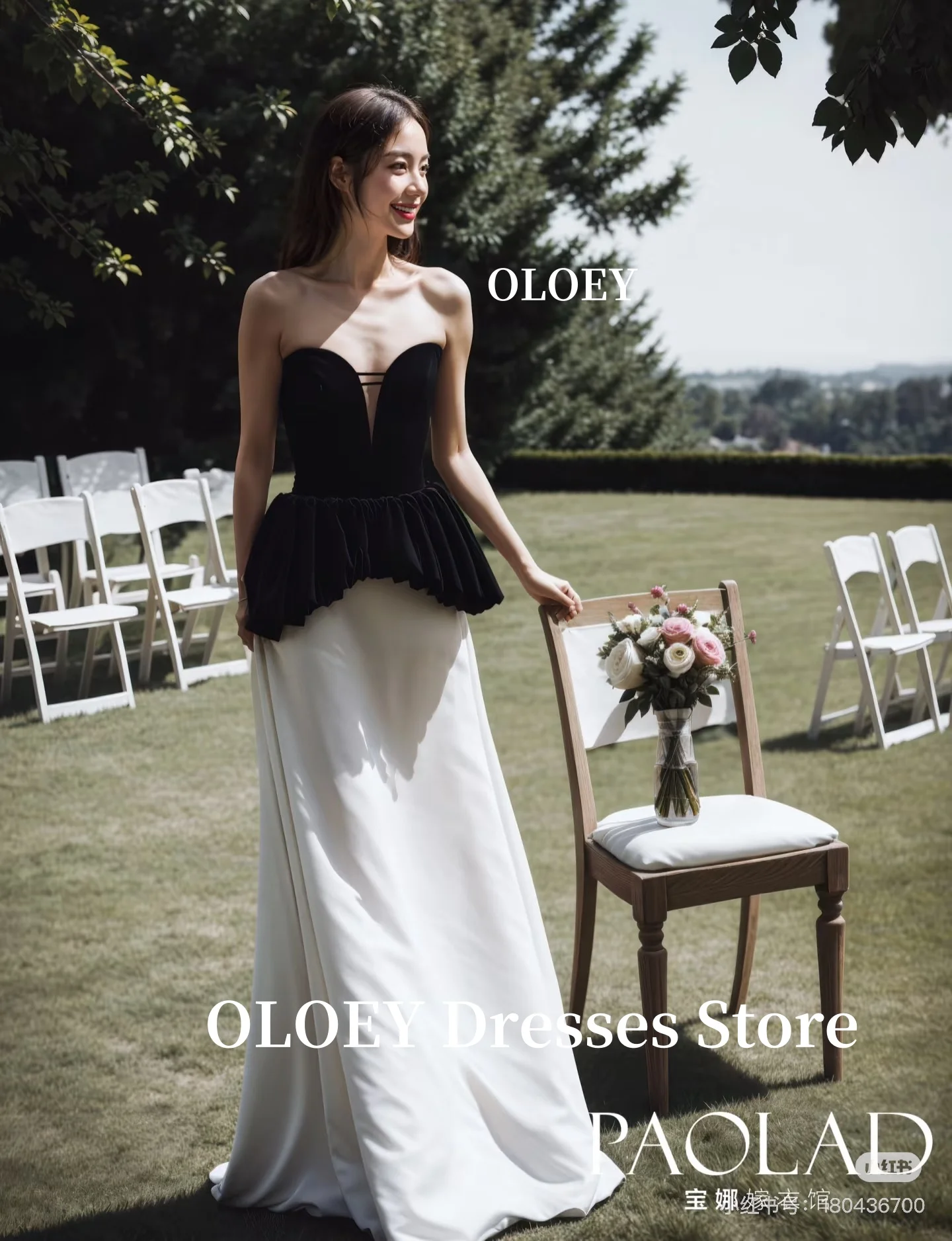 OLOEY 대비 흑백 저녁 파티 드레스 벨벳 연인 긴 공식 파티 드레스 행사 이벤트 생일 사용자 정의