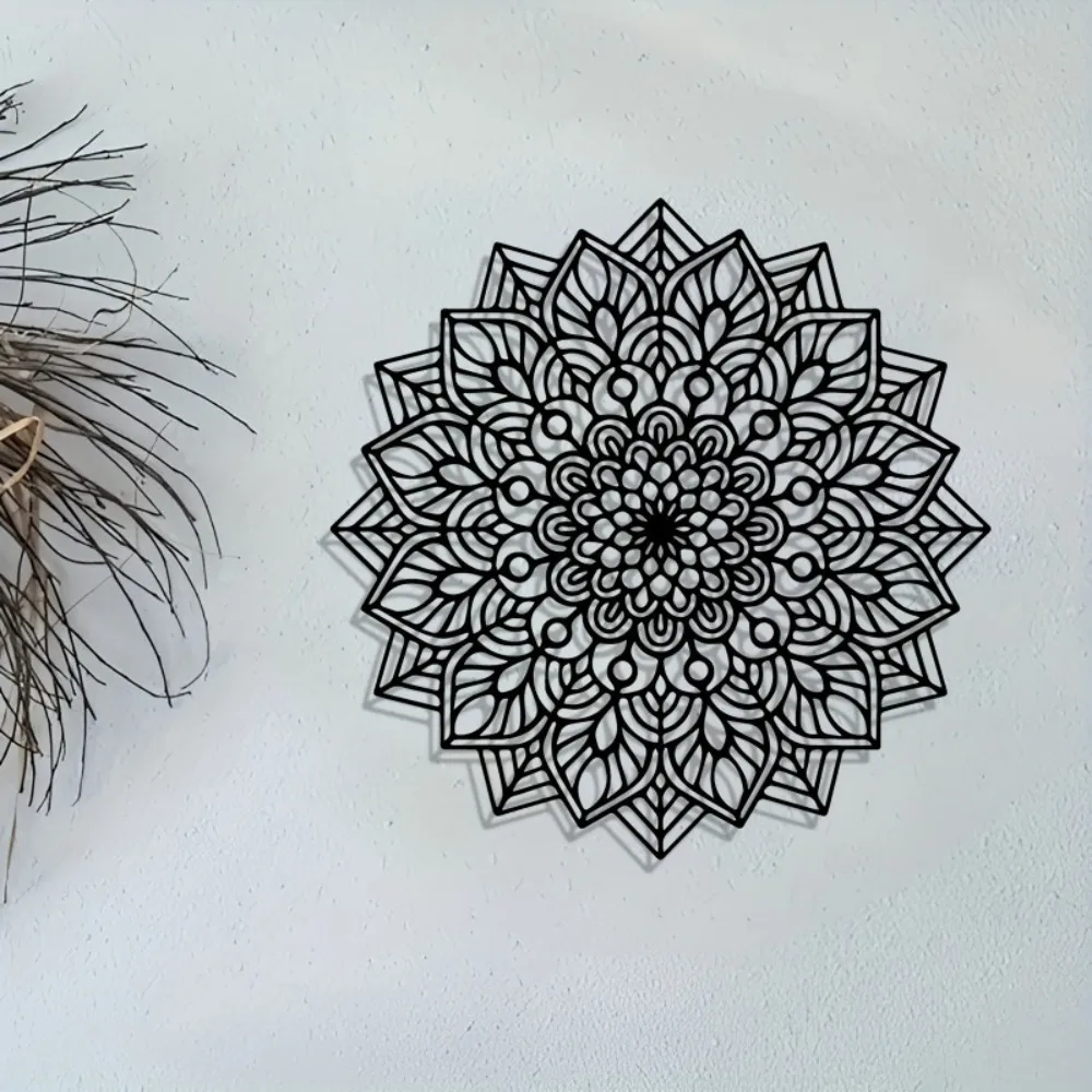 Lotus Mandala Metal Wall Sculpture Rustproof Spiritual Hanging Art For Living Room Garden Patio Yoga Lovers Gift
