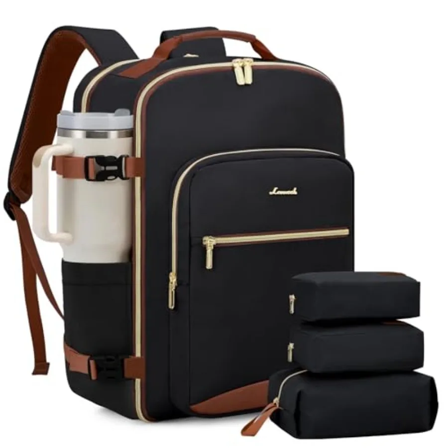 

Travel Backpack for Women and Men, Airline Approved Carry On Luggage with 3 Packing Cubes, TSA Overnight Bags, Waterproof Perso