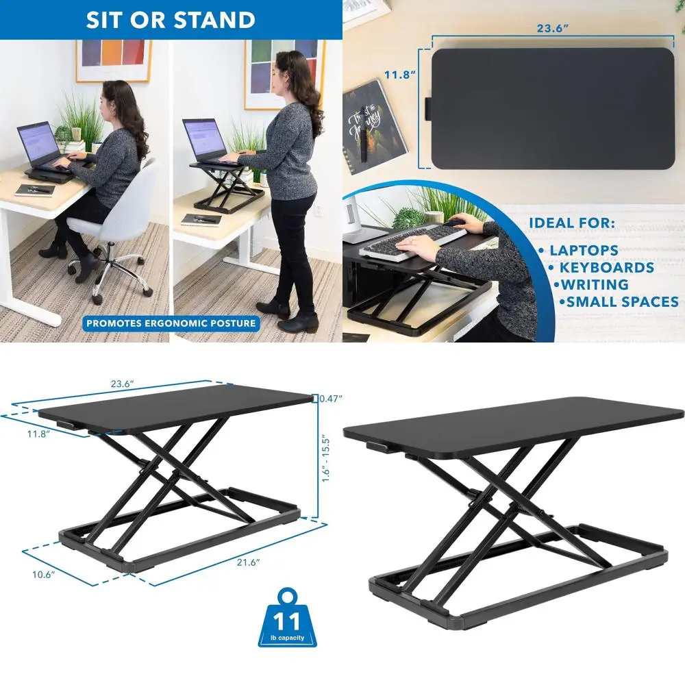 

Ergonomic Adjustable Height Keyboard Tray, Sit-Stand Desk Platform for Comfortable Typing and Mouse Use, 23.6 x 11.8