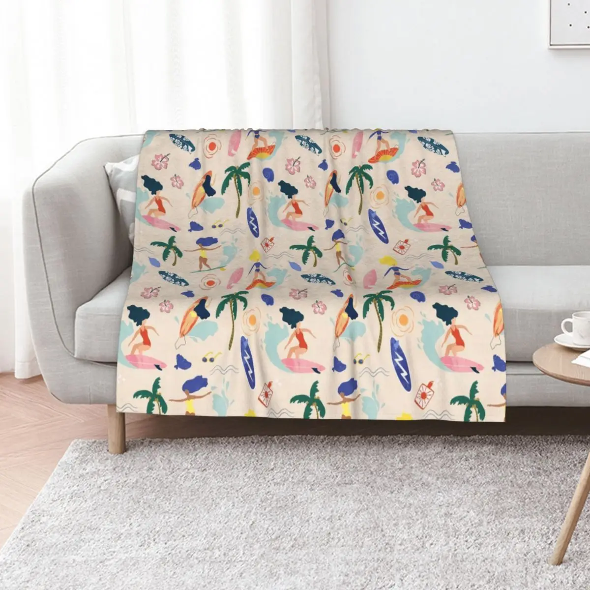 Surfing Girl Throw Blanket Heavy Winter beds warm for winter heavy to sleep manga Decorative Throw Blankets