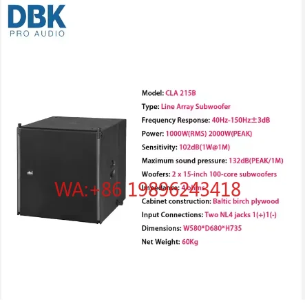 Sistema de Altavoces Line Array Pasivos DBK Dual de 10 Pulgadas, Conjunto Combinado de 4 Altavoces Line Array y Dos Subwoofers de 15 Pulgadas, Equipo de Sonido