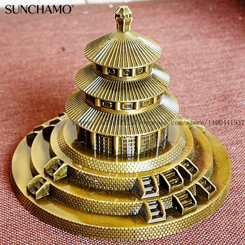 الإبداعية معدن سبائك الزنك الحرفية الحلي معبد السماء السياحية تذكارية ديكور المنزل النمط المعماري 15x15x12 سنتيمتر 1 قطعة #2