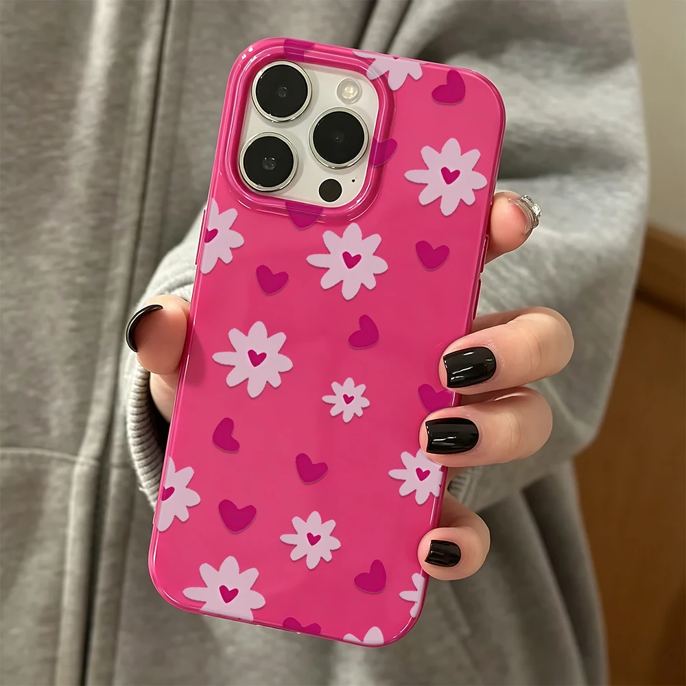 Flower Heart Anti Drop Soft Silicone Protective Case For Iphone 16 Pro Max 13 Air 14 Plus 15 16 17 Dai Cover