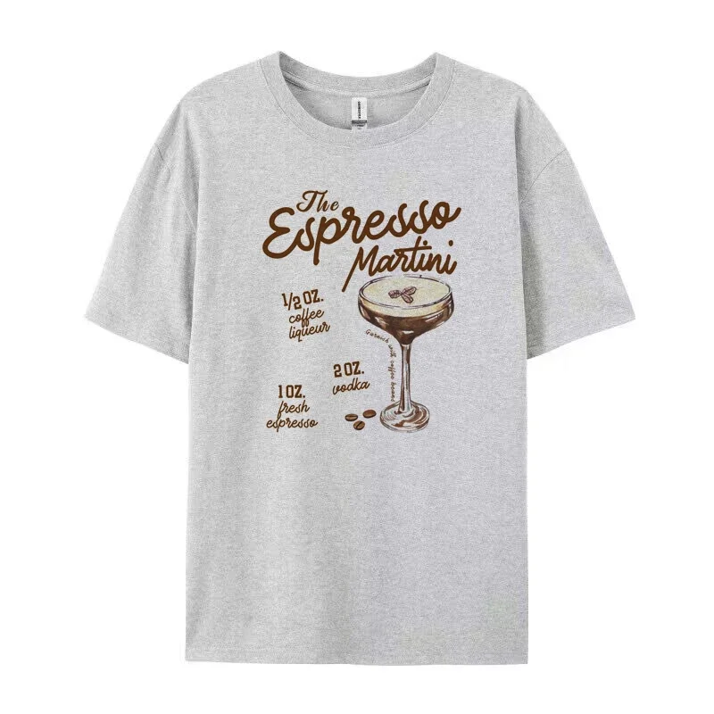 Espresso Martini Recipe Women Vintage T-Shirts Retro Alcohol Drink Tshirts Cute Loose Cocktail Lover T Shirt Unisex Clothes Gift