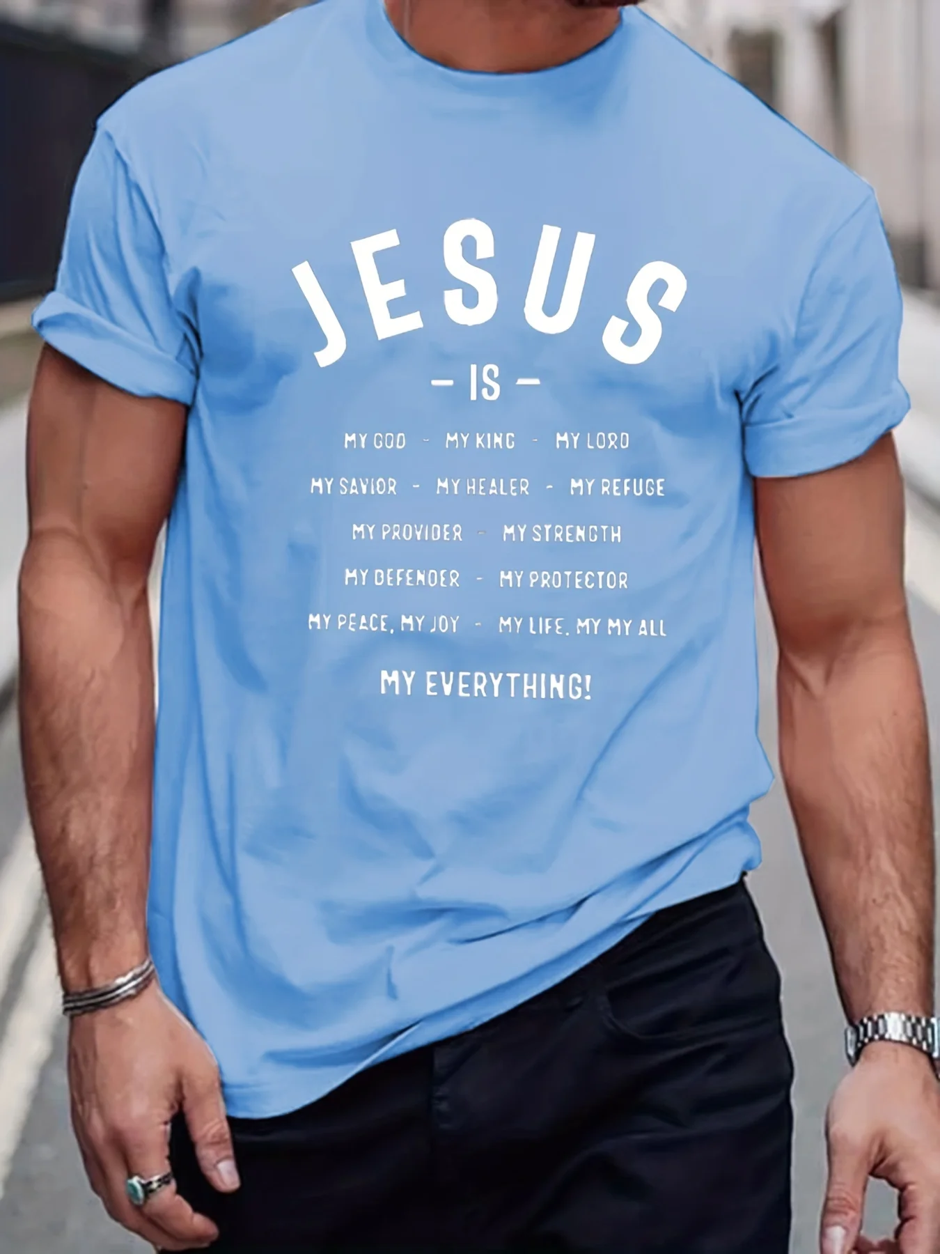 Classic Christian Slogan Pattern Print Men\'s shirt Graphic Tee Men\'s Summer Clothes T-Shirt Men\'s Outfits Streetwear100% Cotton