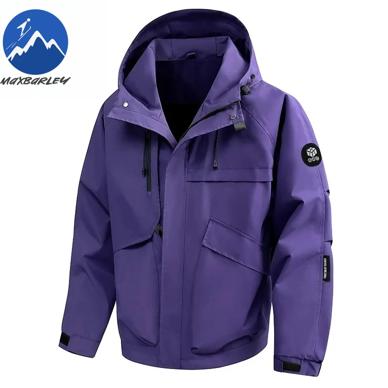 Maxbarley Mens Casual Jacket  Autumn New Trend Camping Windproof Coat Outdoor Hiking Travel Hooded Long Sleeve Windbreaker