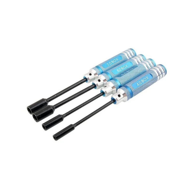 Repair Tools Kit 4pcs 4.0mm 5.5mm 7.0 8.0mm Hex Nut key Socket Screw Driver Wrench Spanner Box For RC Model Car Quadcopter Drone