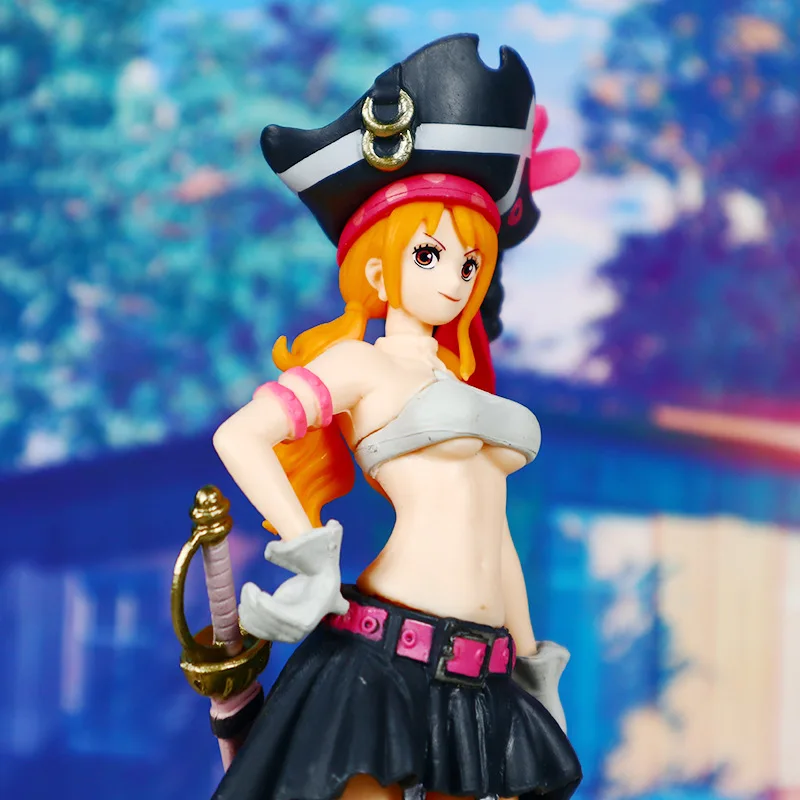 19CM Anime One Piece Nami Black Clothes Action Figure ONE PIECE FILM RED Dress Up Figurine PVC Collectible Model Toy Kid Gift image 3