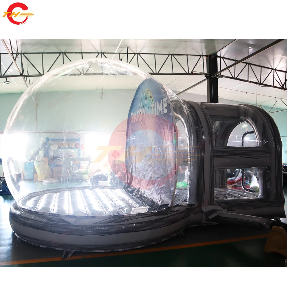 5.5x4m GIant Christmas Decoration Inflatable Snow Globe with Tunnel Transparent Bounce Bubble Tunnel Globe Tent