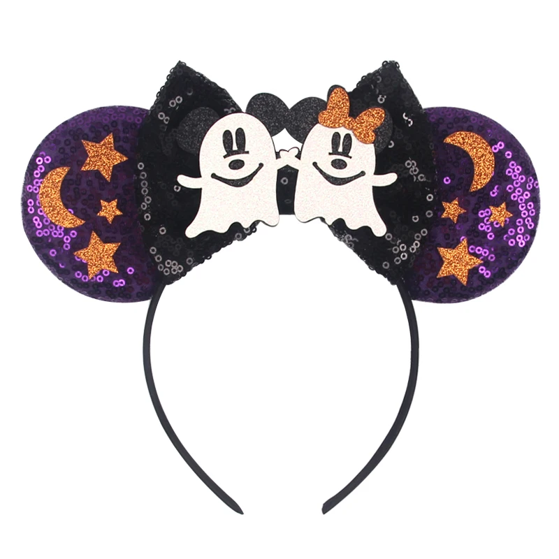 2024 Halloween Mouse Ears Headband Sequins Bow Hairband For Women Featival Party DIY Hair Accessories Boutique