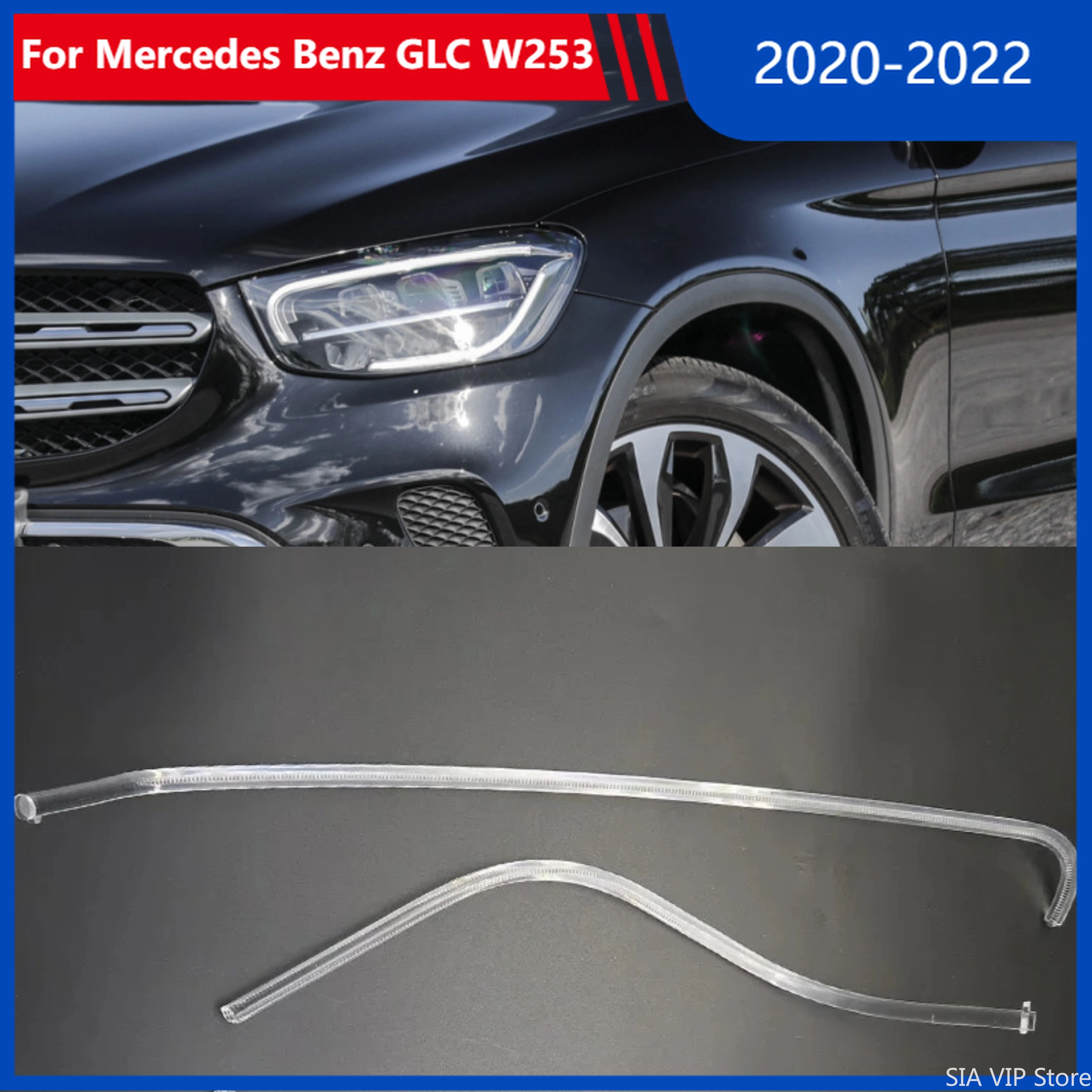 

FOR Mercedes-Benz GLC W253 LED 2020-2022 Car Headlight DRL Light Guide Plate Light Tube Low-end version Daytime Light Tube