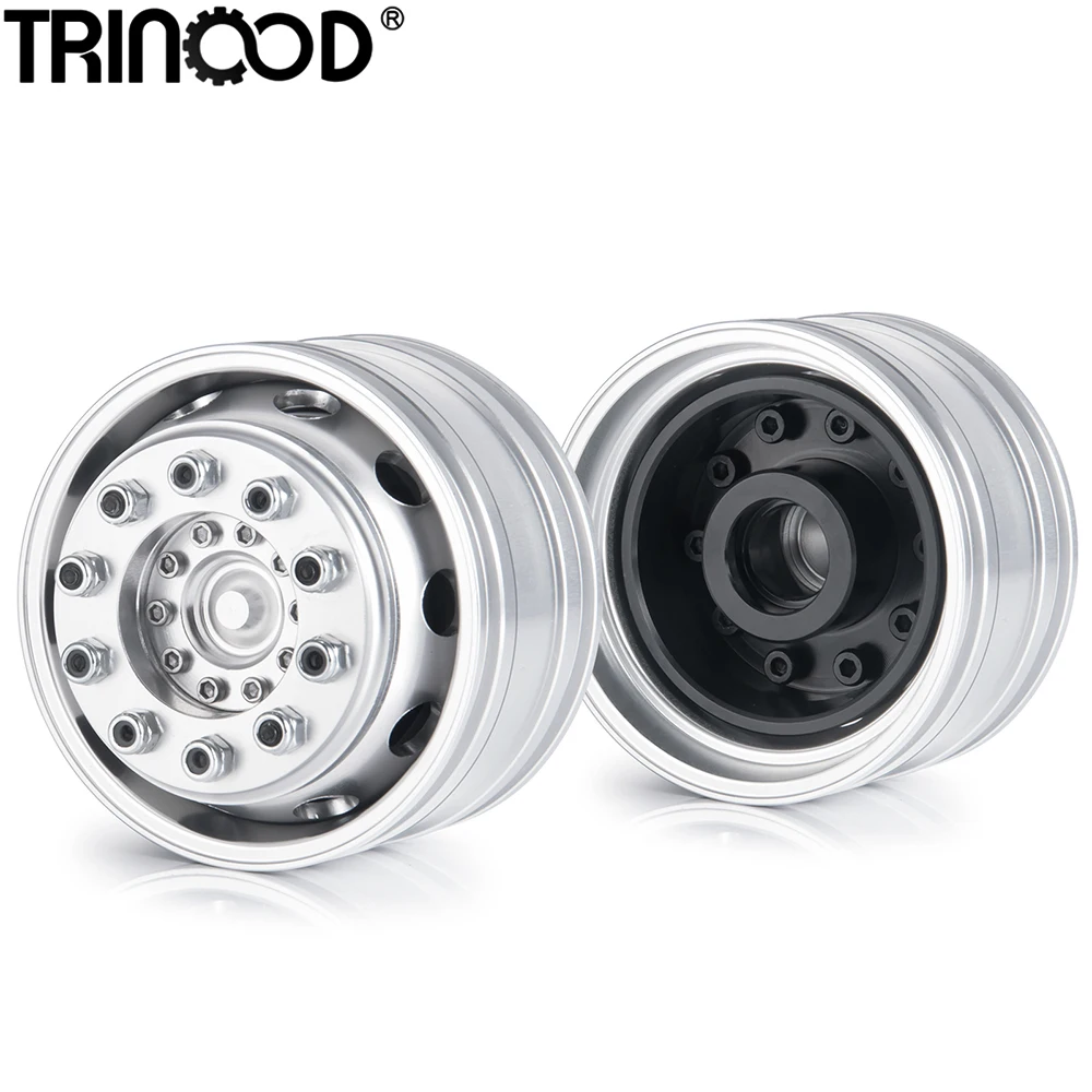 TRINOOD Aluminum Alloy Front Wheel Hub Rims for 1/14 Tamiya Truck RC Climbing Trailer Cargo Car Parts