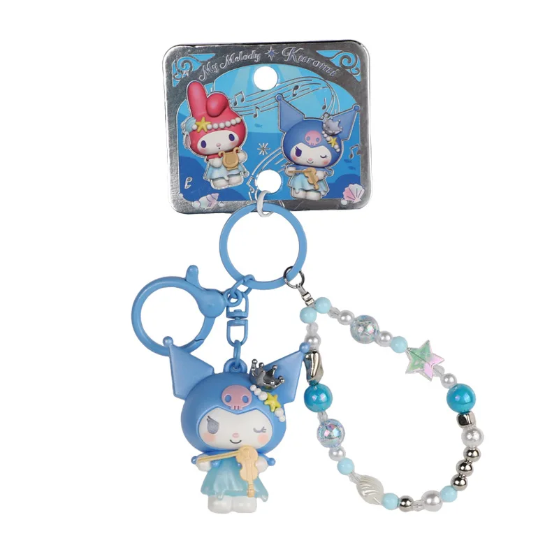 Genuine Sanrio Kuromi Song of The Sea Serie Keychain Iridescent Beaded Bracelet Couple Bag Charm Sweet Gifts Birthday Festivals view 5