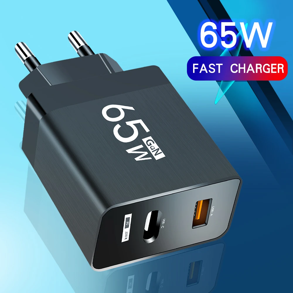 65W USB C GaN Charger Fast Charging Phone Power Adapter For iPhone Samsung Xiaomi Huawei PD Type C Quick Charge 3.0 Wall Charger