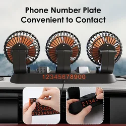 Portable Car Fan Three-Head Automotive Electric Fan USB/12V/24V 2 Speeds Car Silent Fan for Truck Car SUV RV Tent Auto Vehicles