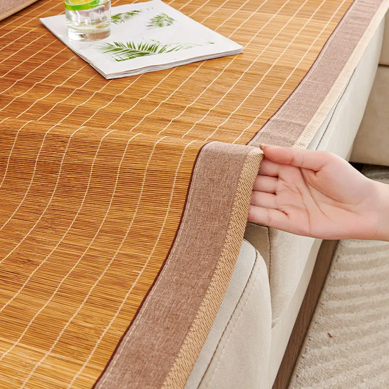 Polished Carbonized Bamboo Cooling Mat Pad Non-Slip Summer Sofa Cushion Home Dormitory Single Person Mat General Purpose
