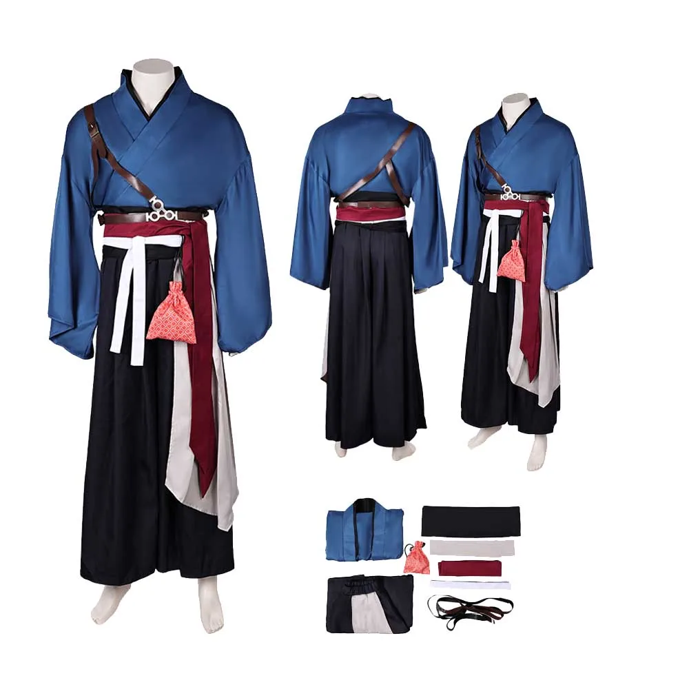 Ronin Cosplay Ninja Costume Adult Men Fantasia Kimono Belt Role Play Outfits Halloween Carnival Party Suit