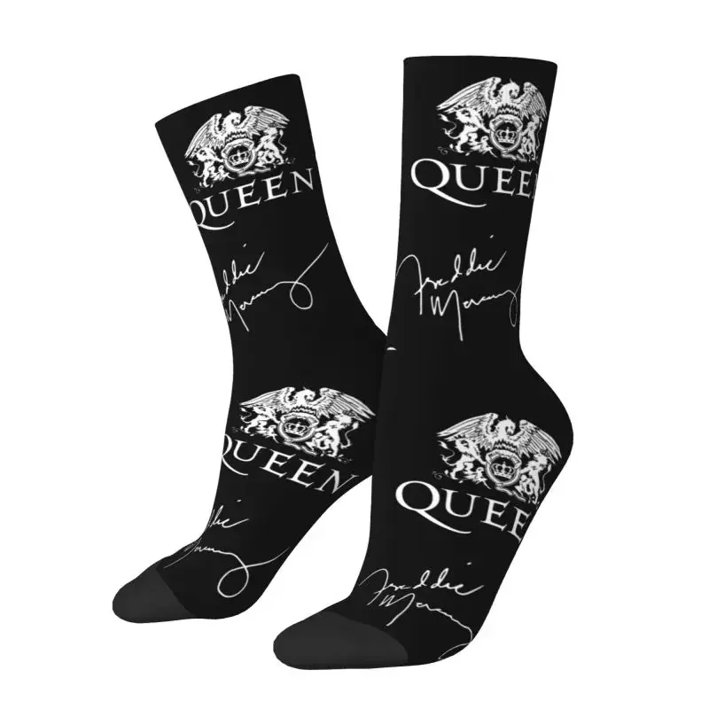 Band Queen Freddie Mercury Dress Socks Mens Womens Warm Funny Novelty Rock Singer Crew Socks