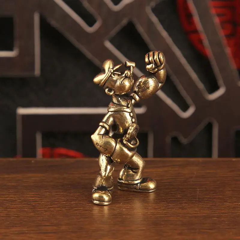 1/2PCS Popeye The Sailor Man Figure Brass Home Decor Office Desk Tea Table Art Ornaments Decorative Car Home Desktop Accessories