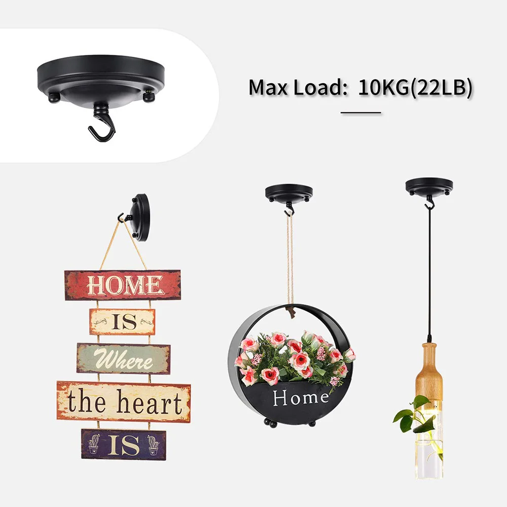 Retro Durable Practical Home Decoration Industrial Lamp Hook Ceiling Hook Light Fitting Ceiling Holder Light Base