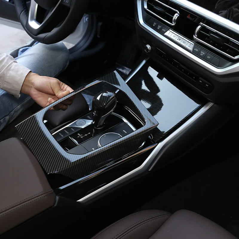 LHD For BMW 3 4 Series G20 G28 G22 2020-2023 Carbon Fibre Car Center Console Gear Shift Panel Frame Cover Trim Car Accessories