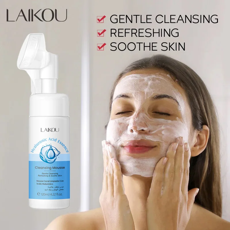 LaiKou Hyaluronic Acid Facial Cleansing Mousse Mild Cleaning, Moisturizing, and Oil Control Facial Cleanser Skin Care Product