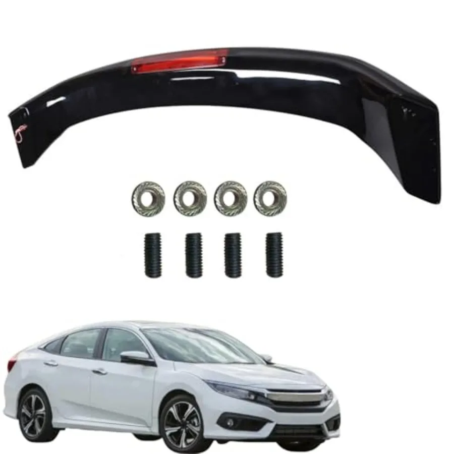 

Glossy Black Trunk Spoiler Wing with Brake Light Lamp Replacement for Civic 4-Door Sedan 2013-2015