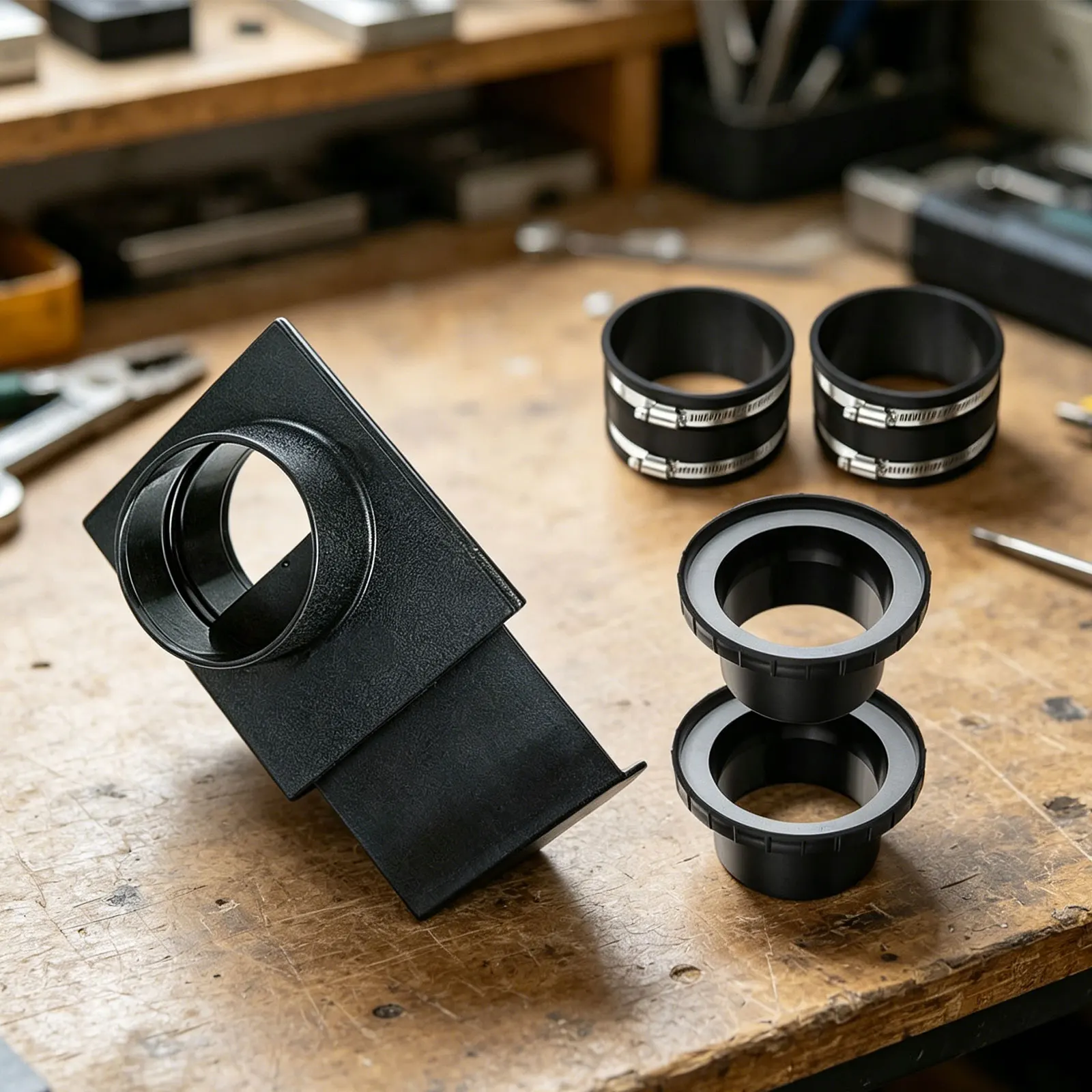 100mm Ventilation Duct Adapter for Vacuum Cleaner For Collectors ABS Plastic Hose Connector with 3-Way Air Circulation