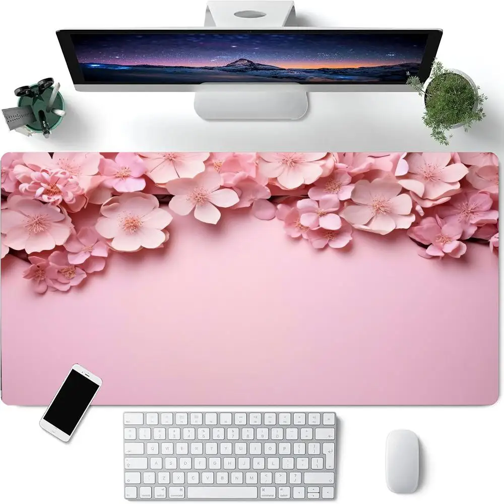 

Коврик для мыши с розовым цветком, большой размер, резиновая основа, противоскользящие аксессуары для ПК, настольные аксессуары, коврик для мыши для офиса и геймера, коврики для клавиатуры, декоративный коврик