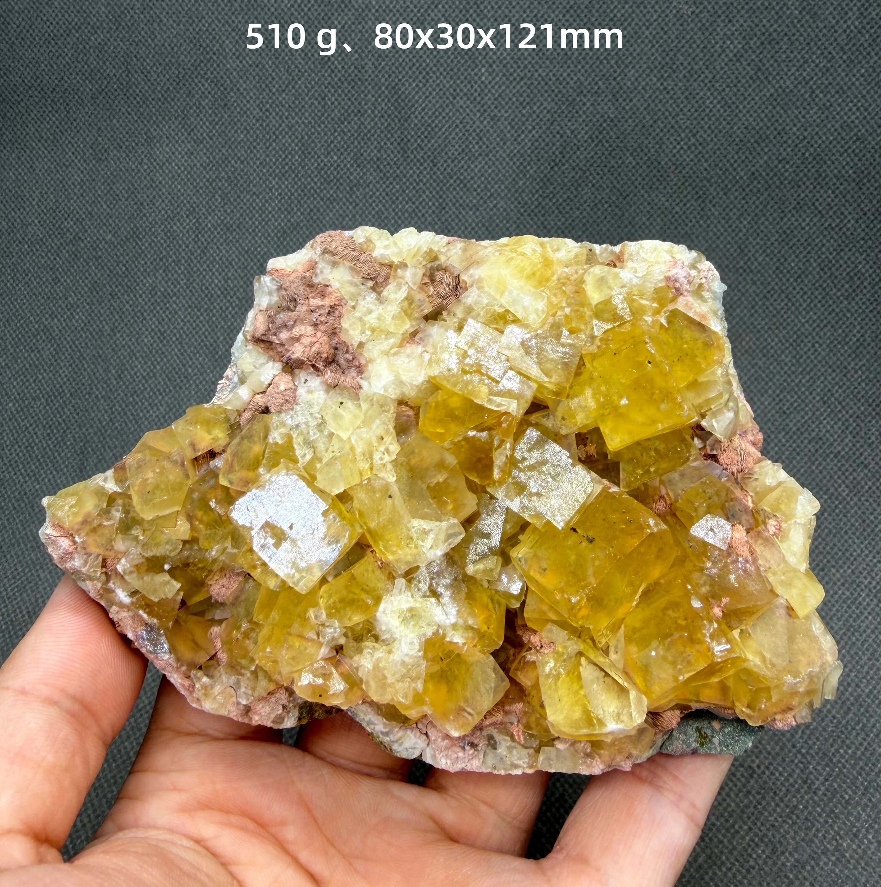 Fluorite Jaune Naturelle de Pékin avec Grappe de Cristaux de Barite, Cube Doré, Spécimen Minéral, Décoration d'Intérieur