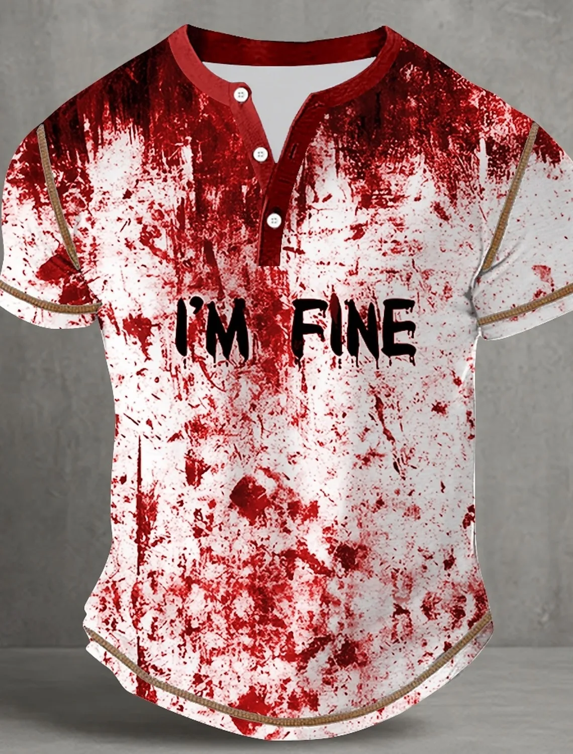 

Men's Halloween Fun Blood stains Henley Shirt Tee Short Sleeve Vintage Fashion Designer Outdoor Casual Daily Spring Fall T-Shirt