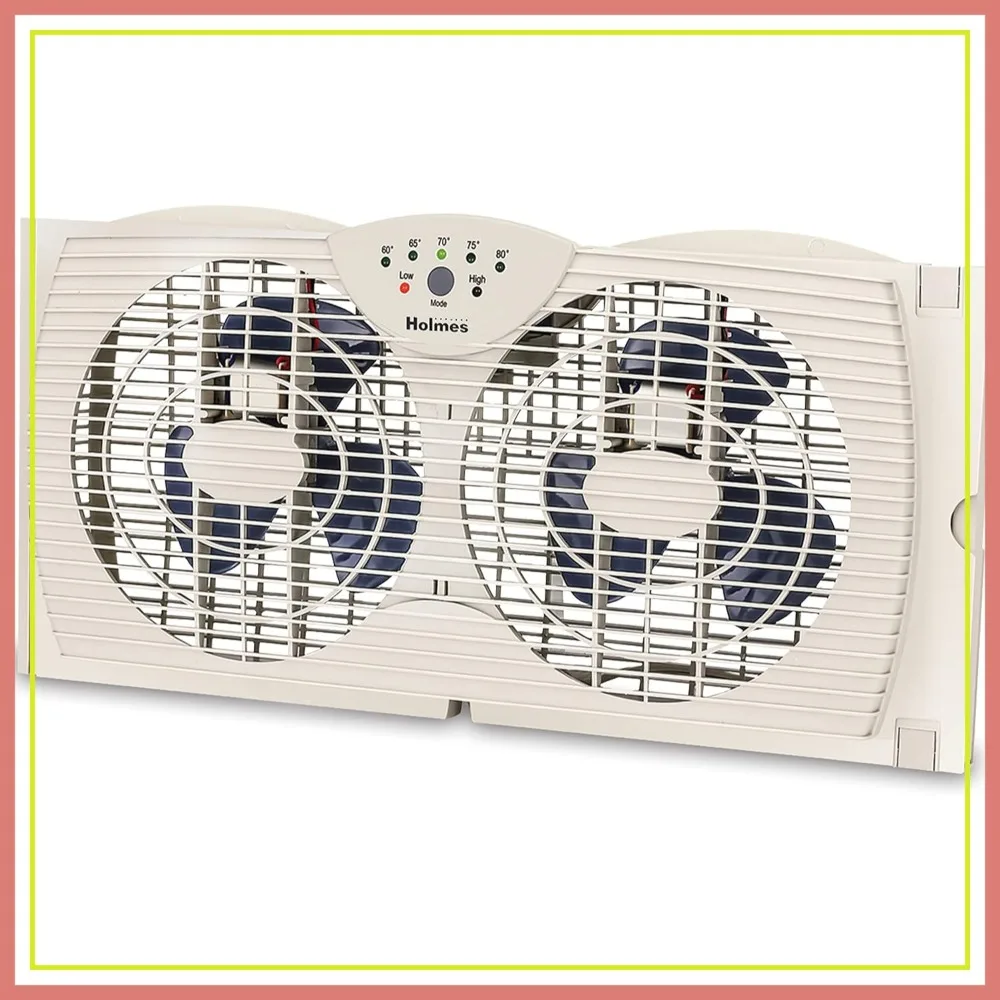 

Dual Blade Digital Window Fan with Programmable Thermostat, Expandable Side Panels, 2 Speeds, White