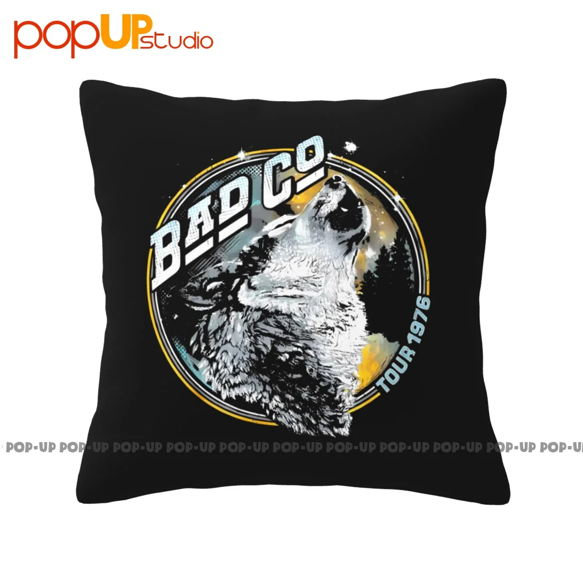 Square Bad Company Run With The Pack Howling Wolf Concert Tour Hard Rock Band Pillowcase Throw Pillow Cover Skin Care