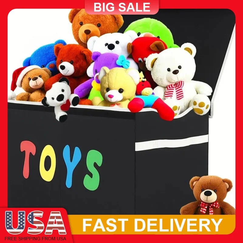 

Extra Large Collapsible Toy Box with Lid Sturdy Kids Storage Organizer for Nursery Playroom Closet 40KG Capacity Foldable