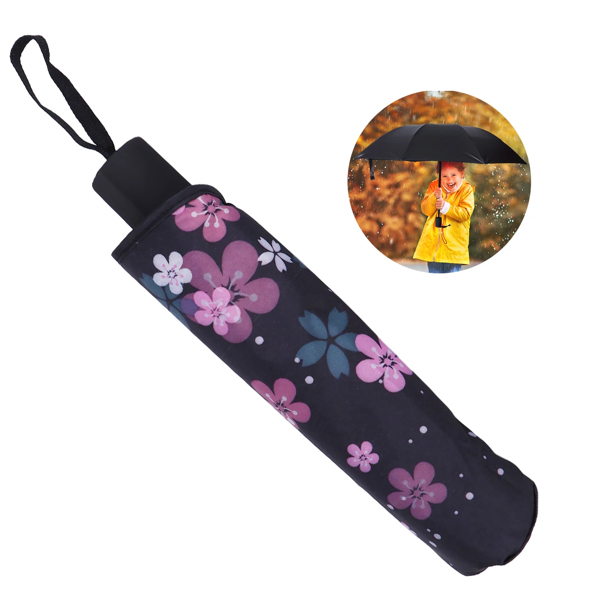 

Pink Umbrella Folding Uv Protection Rain and Sunshade Lightweight Portable Travel Umbrella Outdoor Use