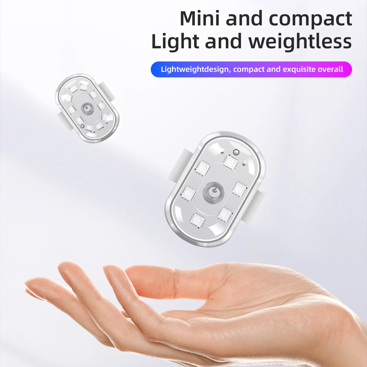 

1/2pcs Motorcycle Car Mini USB Touch LED Aircraft Light 6SMD Colorful Strobe Signal Decorative Light Rechargable Rear Taillight