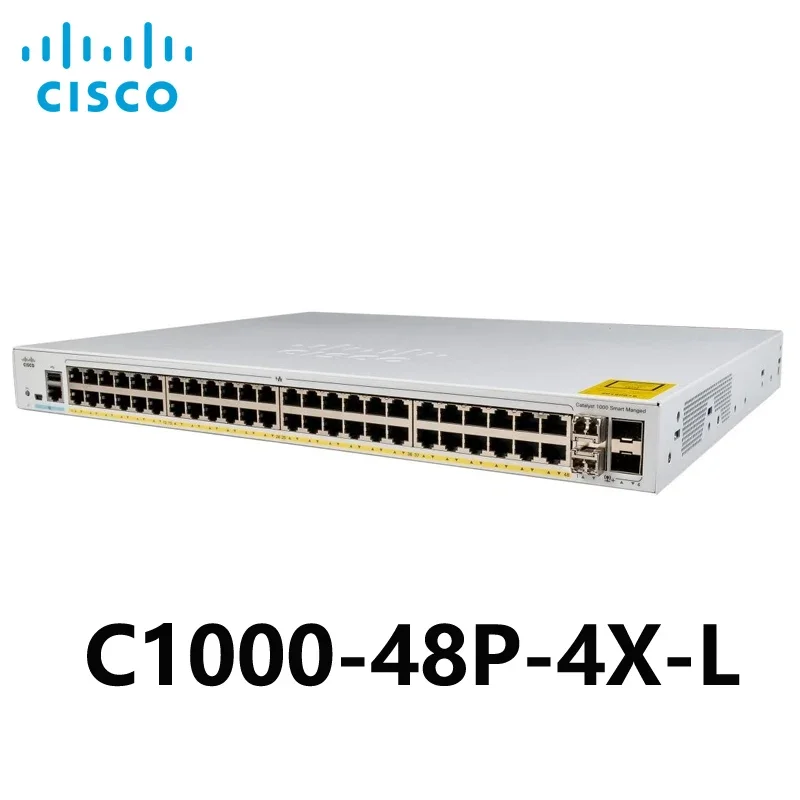 CISCO Catalyst C1000-48P-4X-L 48xGE, 4x10G SFP+ 370W PoE Switches, Enterprise-Grade Network, Simplicity, Flexibility, Security