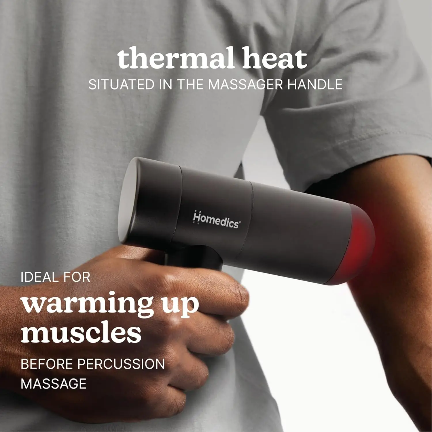 Therapist Select Compact Percussion Massager, 4 Attachments, Heat, Rechargeable, 3 Levels, Cordless Travel Massager