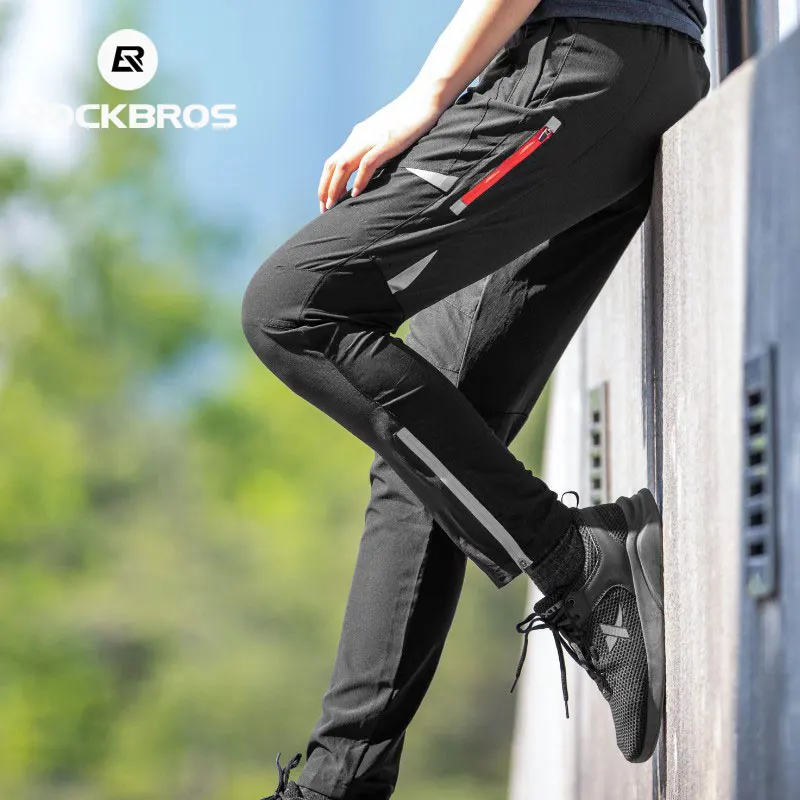 ROCKBROS Cycling Thin Pants Men Women Sport Stretchy Breathable Summer Reflective Quick-Drying Bike Fishing Fitness Trousers