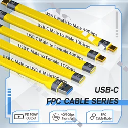 5A Fast Charging Short Cable USB C to C Cable 10Gbps 40Gbps Data Cable Thunderbolt 3 QC4 Cable For Macbook Pro Laptop Cellphone