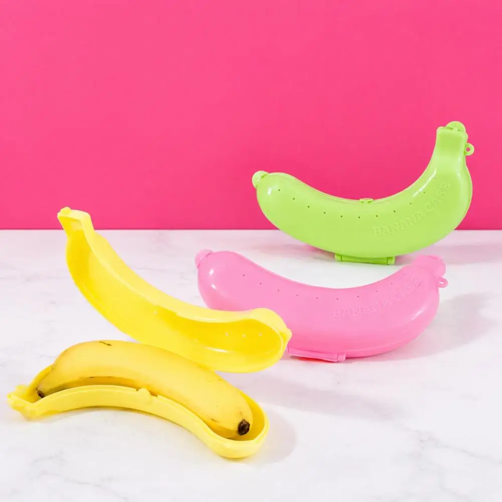 Banana Protector Case 2pcs Banana Storage Box with Vent Holes Food Grade Plastic Banana Protector Portable Hard Shell for Travel