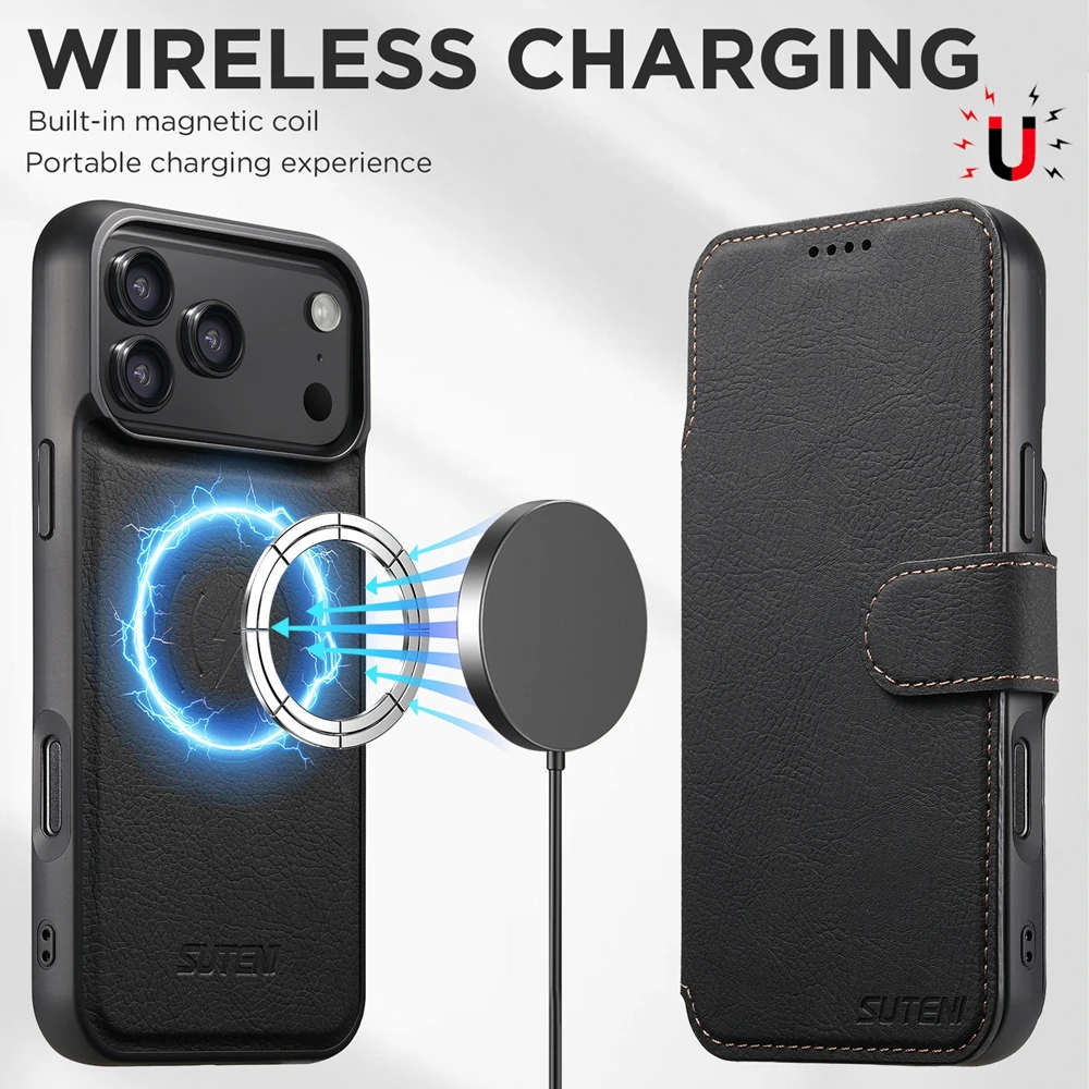 2 in 1 Detachable Wireless Charging Leather Wallet Flip Case for IPhone 18 17 Promax 16 Pro Max 15 Plus 14 13 12 Phone Cover view 3