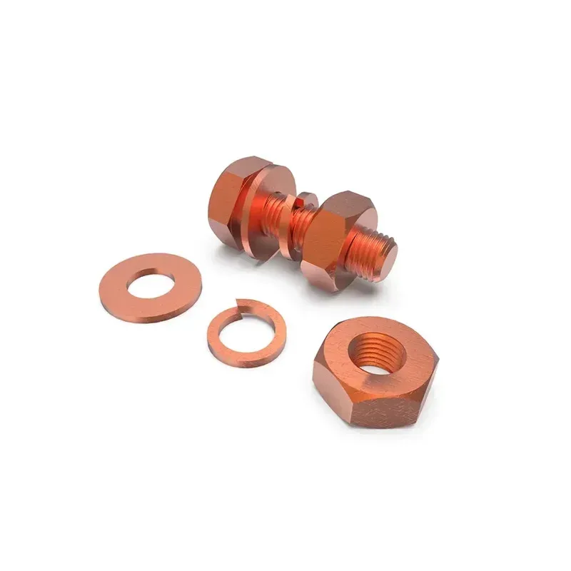 Juego de pernos hexagonales de cobre electrolítico con arandelas para conductividad eléctrica M3 M4 M5 M6 M8